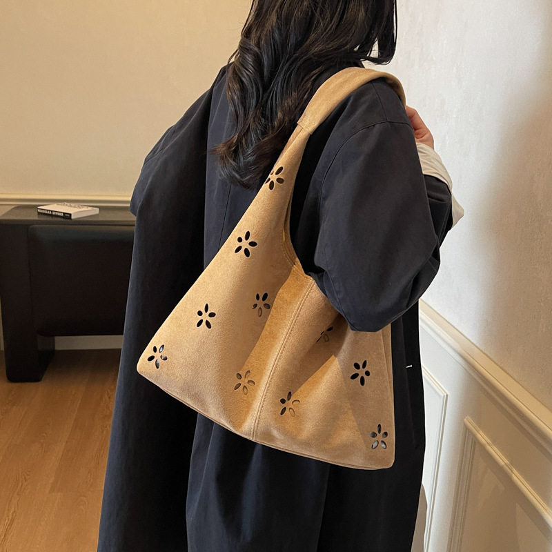 日本秋冬新款麂皮绒托特包女个性