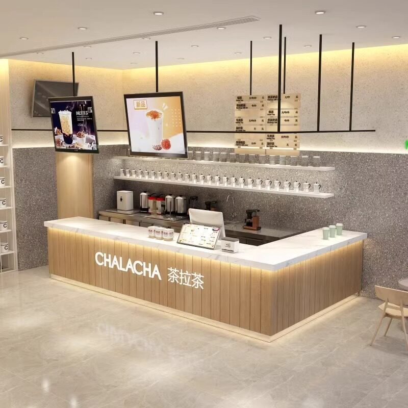 简约奶茶店咖啡店酒吧吧台现代轻奢美容院服装店收银台水果店柜台