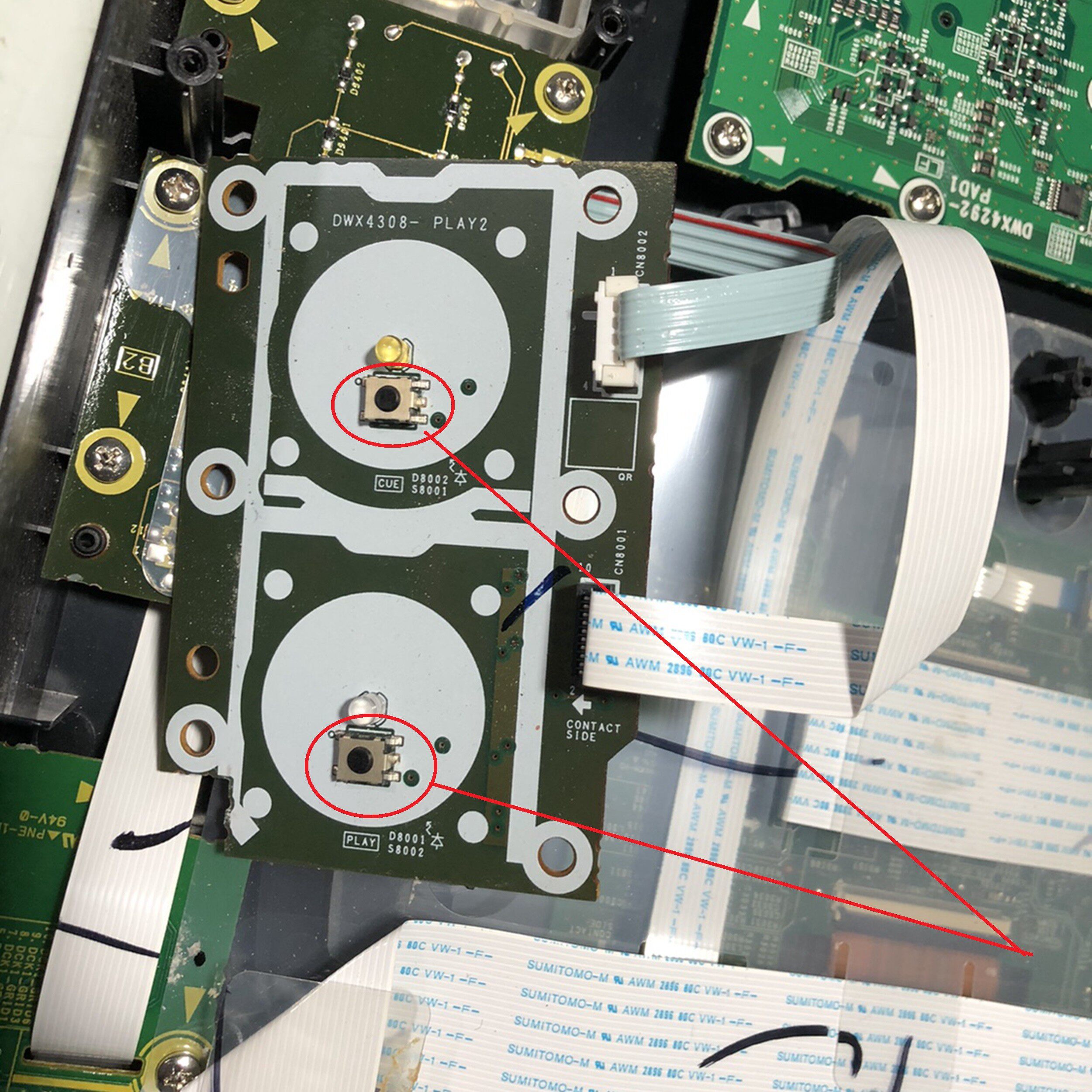 先锋CDJ3000打碟机播放暂停线路板的按键cue轻触波动触点开关现货