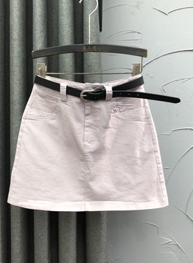 浅紫色高腰显瘦牛仔短裙女2025年夏天新款简约弹力A字半身包臀裙