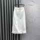 白色高腰中长牛仔裙女春夏时尚 流苏毛边简约A字半身包臀裙子 个性