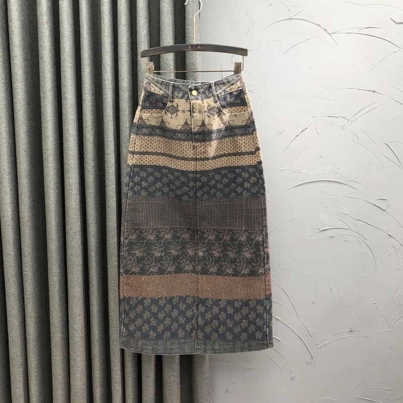 个性高腰印花牛仔裙女中长款2026春夏时尚洋气百搭A字开叉半身裙,女装/女士精品,半身裙,淘宝优惠券,粉丝福利购,淘宝优惠卷