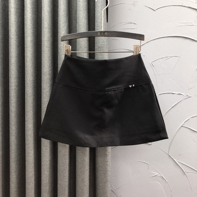 韩版黑色西装面料高腰短裙女