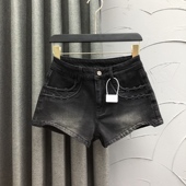 显瘦A字包臀热裤 清仓黑色高腰牛仔短裤 洋气修身 时尚 女2024年夏季