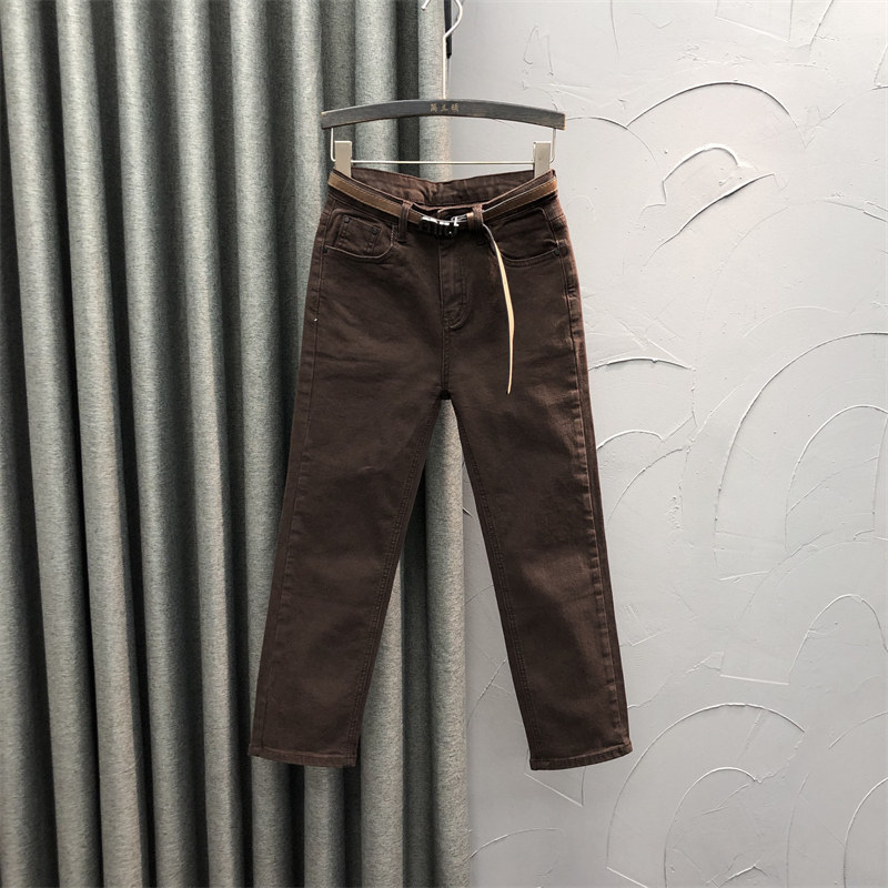 咖啡色九分直筒牛仔裤女2025年新款秋季高腰显瘦洋气小个子烟管裤,女装/女士精品,牛仔裤,淘宝优惠券,粉丝福利购,淘宝优惠卷
