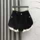潮 减龄百搭A字蕾丝花边打底南瓜裤 黑色金丝绒休闲短裤 女春夏时尚
