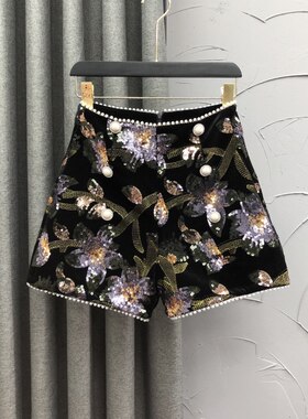 简兰顿阔脚裤短裤百搭高腰新品