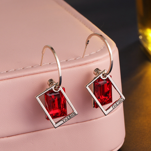 2024新款水晶耳环女大款时尚纯银高级感水钻耳饰精致秋季款耳坠潮