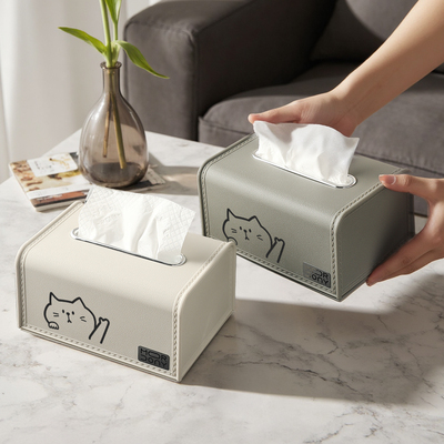 可爱猫咪弹簧纸巾盒家用餐巾纸盒