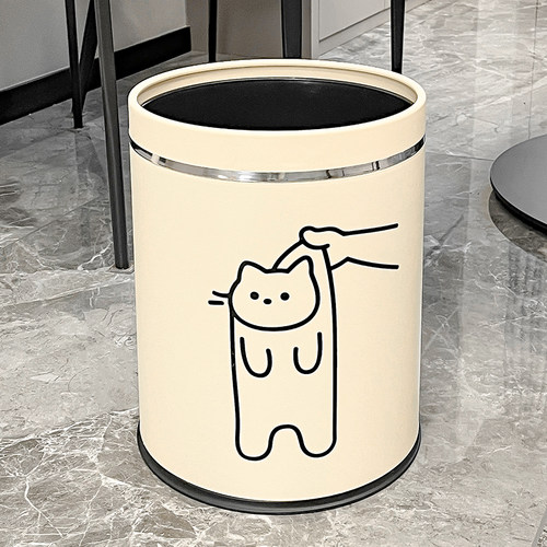可爱猫咪垃圾桶16升奶油风高档