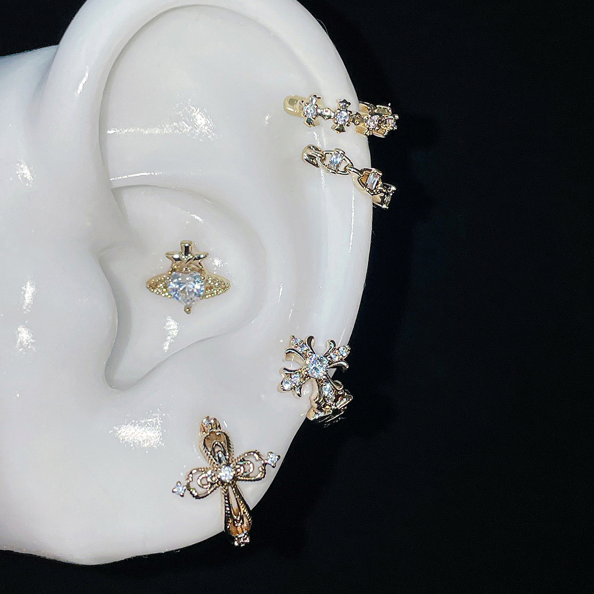 猪鼻子十字架耳环耳圈耳扣高级感