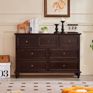 美式斗柜实木卧室储物柜收纳柜子新型床尾置物柜客厅抽屉柜五斗柜