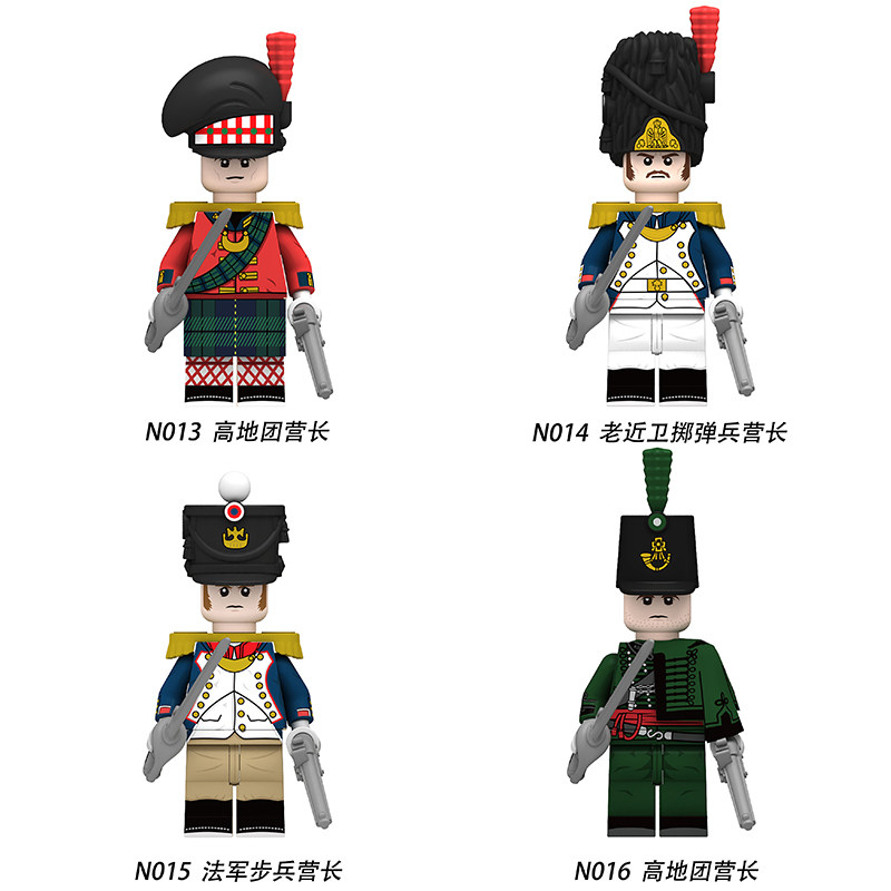 拿破仑战争高地团营长步兵绿夹克士兵拼装积木人仔玩具
