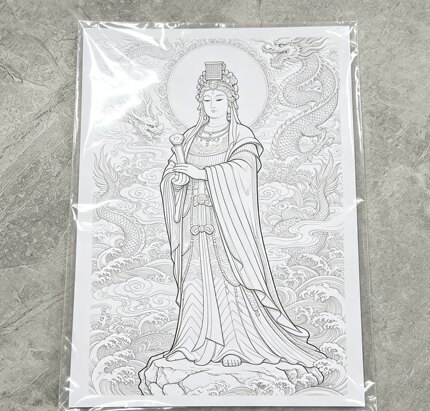 妈祖人物线稿手绘佛像静心减压临摹a4 国学经典 抄完可寄回