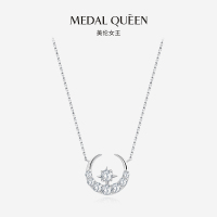 Medal Queen星星月亮星月项链女纯银锁骨链 简约百搭气质月牙吊坠