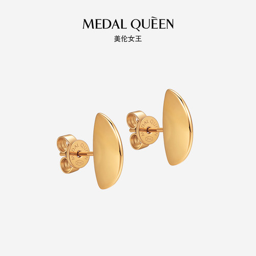 MEDALQUEEN金弧观心耳钉女高级感小众设计2026新款轻奢黄金色耳饰