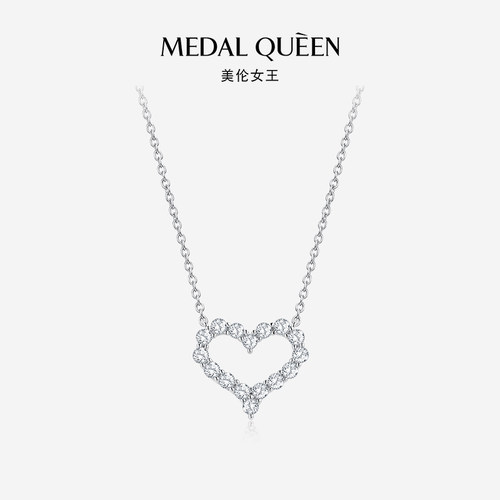 镶钻爱心项链O形链S925银