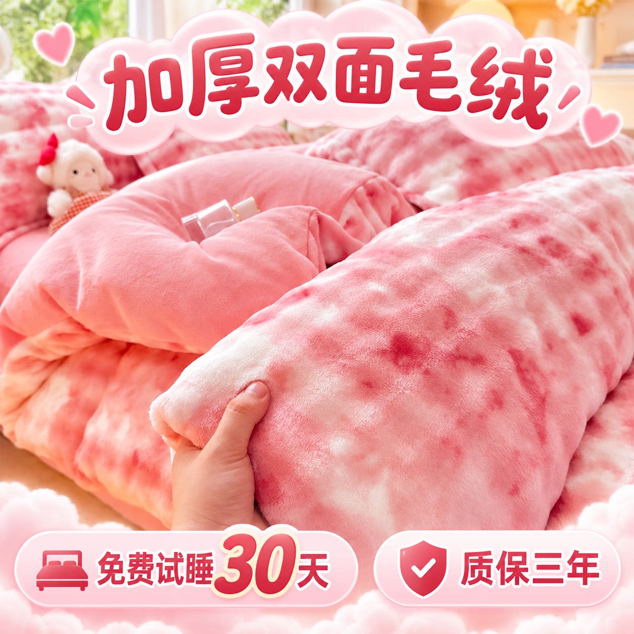 双面加绒被套单件冬季法兰绒加厚保暖牛奶绒被罩学生宿舍珊瑚绒