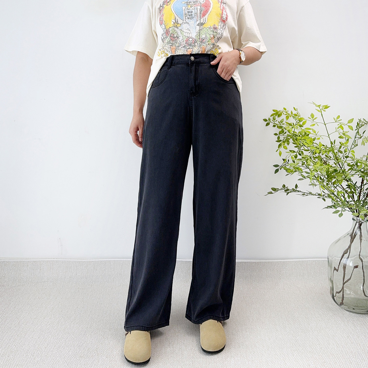 大爽大码高个子天丝牛仔裤女夏季薄款长裤莱赛尔女裤胖mm微胖裤子
