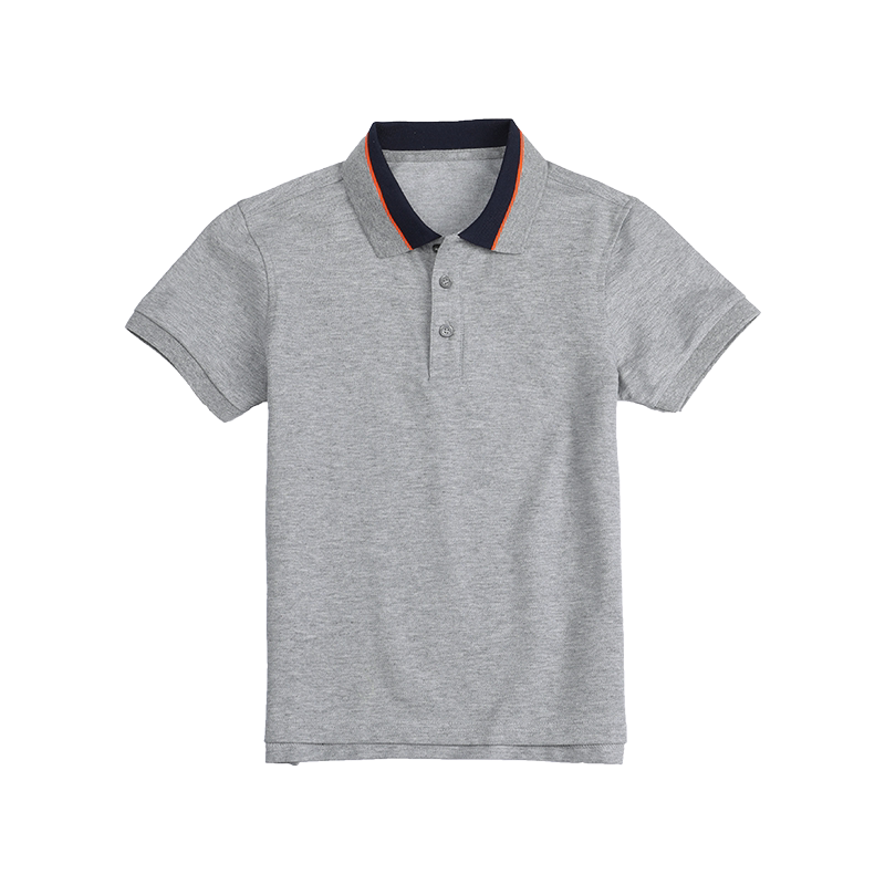 男童短袖灰色polo翻领校服