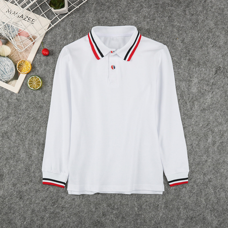 白色polo衫翻领女童小学生校服