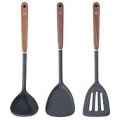 双枪胡桃木硅胶煎铲不粘锅专用铲家用炒菜铲子耐高温漏铲防烫汤勺