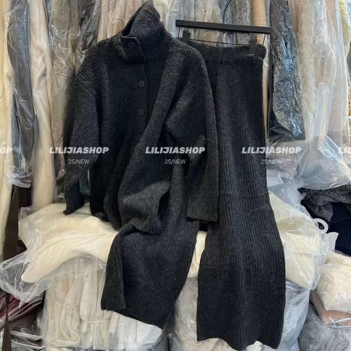 温柔慵懒风高领针织开衫外套女