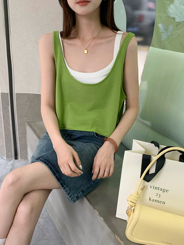 韩系短款露脐吊带小背心甜辣宽松