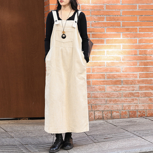 灯芯绒背带裙女春秋文艺百搭学院风条绒连衣裙叠穿休闲吊带直筒裙