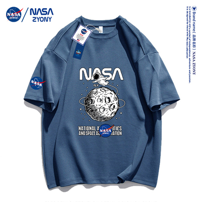NASA官网联名纯棉短袖T恤宇航太空人夏季2023新款ins潮牌男女款