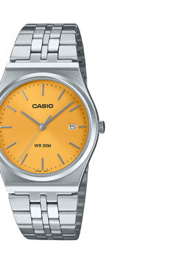 CASIO卡西欧男士钢带手表日系复古黄盘石英腕表商务休闲MTP-B145D