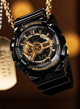 卡西欧黑金G-SHOCK经典系列防水运动男表GA-110GB-1A