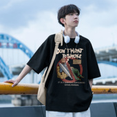 复古街头嘻哈夏季 短袖 t恤男重磅痞帅纯棉宽松大码 美式 半袖 上衣