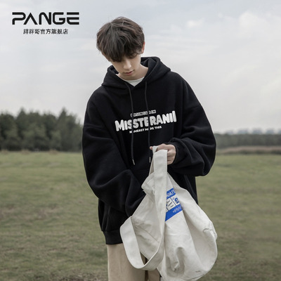 美式复古重磅黑色卫衣男冬季