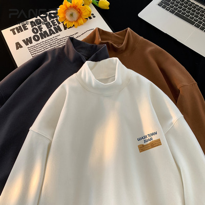 半高领纯棉卫衣男秋冬加厚