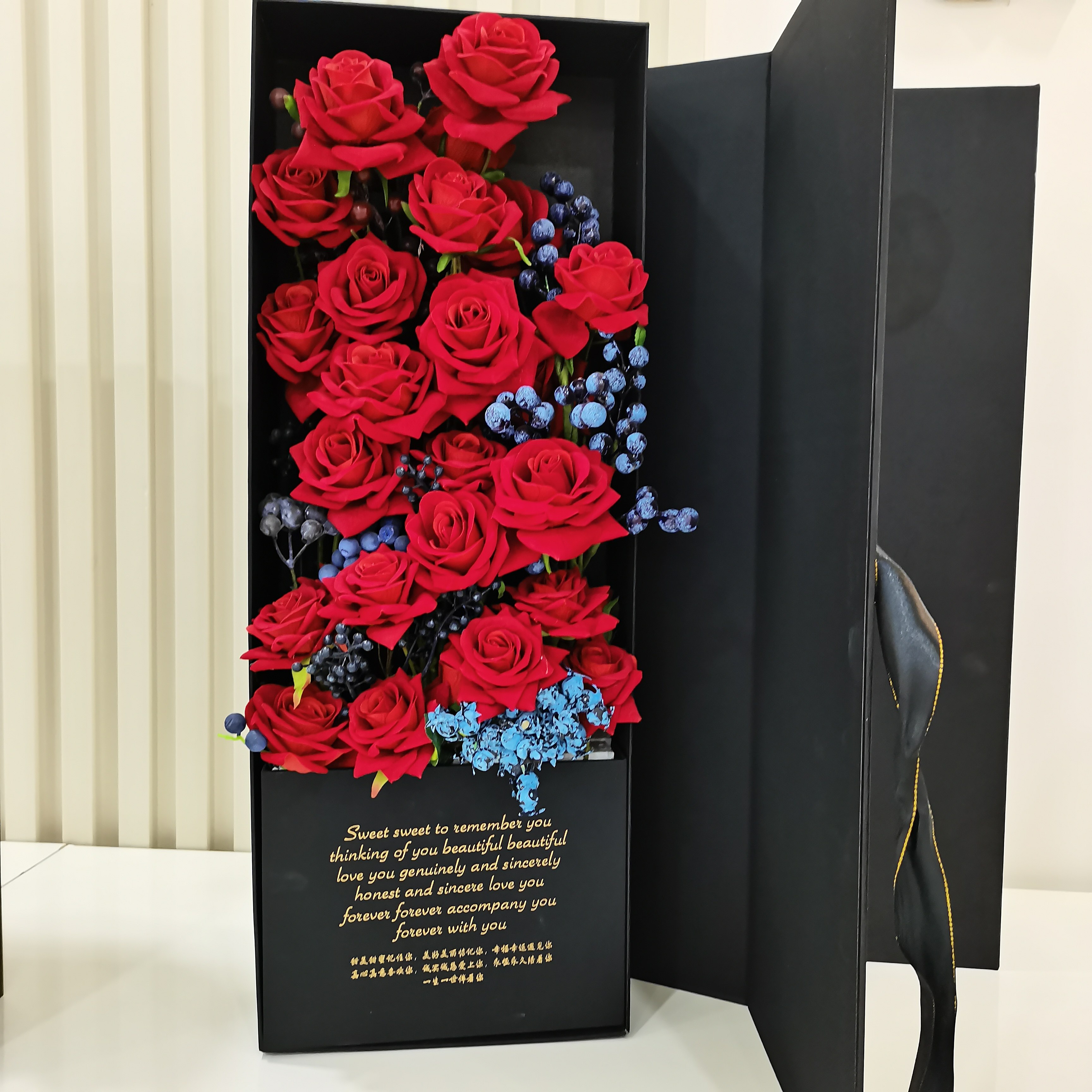 情人节大号绅士绸缎鲜花包装盒长方形花束玫瑰花花盒七夕礼品盒