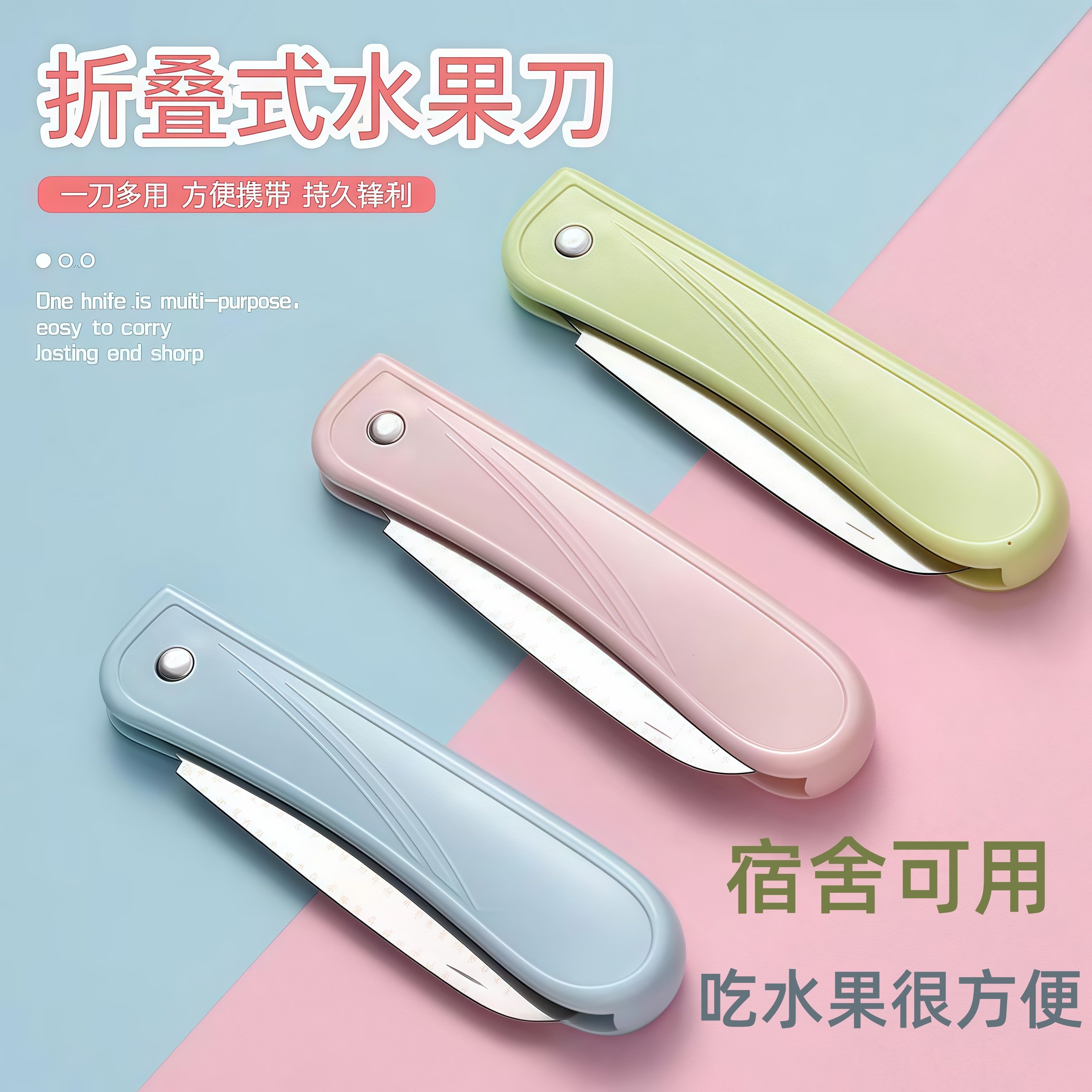 食品级水果刀学生宿舍用便携削皮刀子瓜果刀家用切水果可折叠小刀