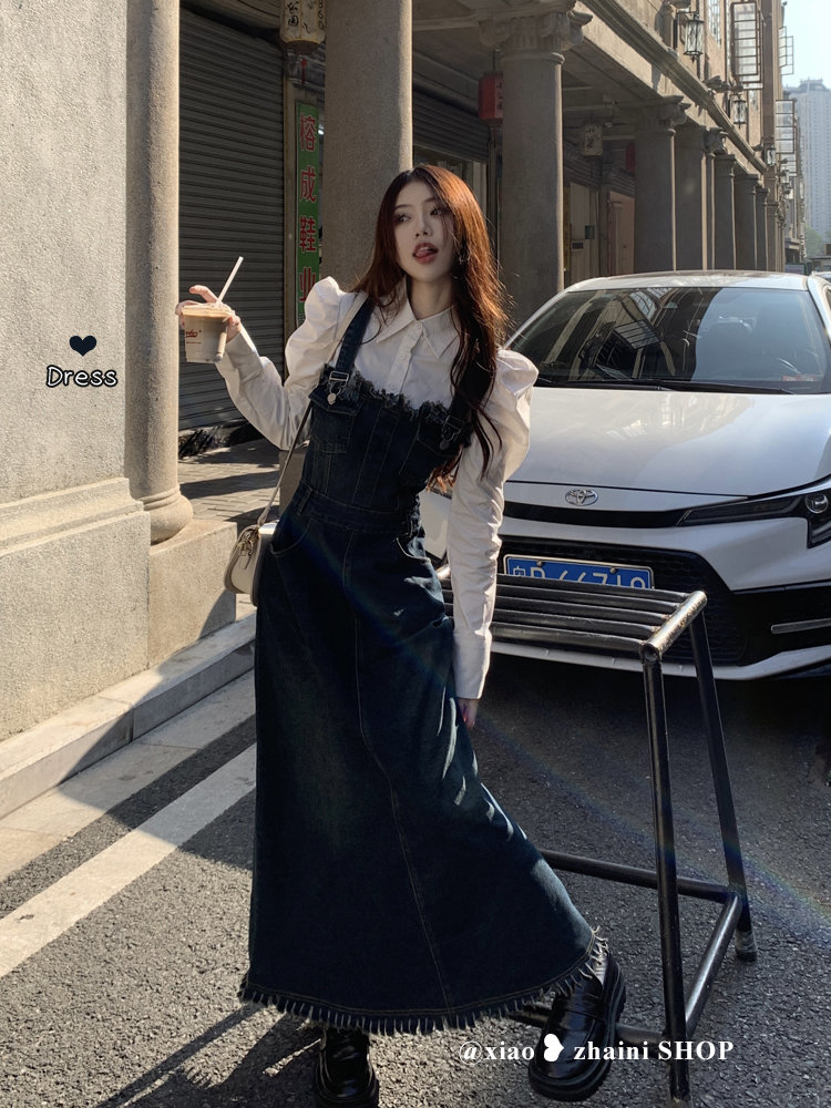 复古牛仔连衣裙女春装新