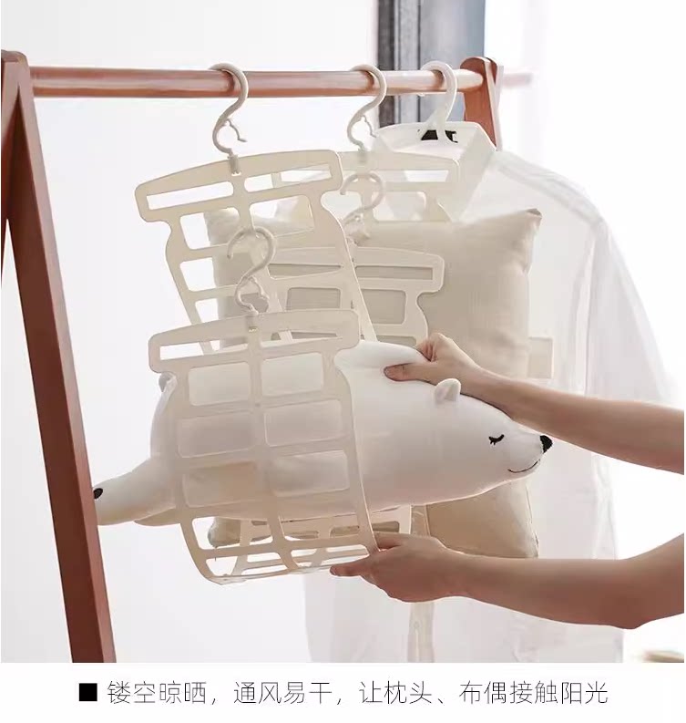 晒枕 晾枕头阳台外功能娃娃晾衣架头神器专用晾晒架网 家用室多夹