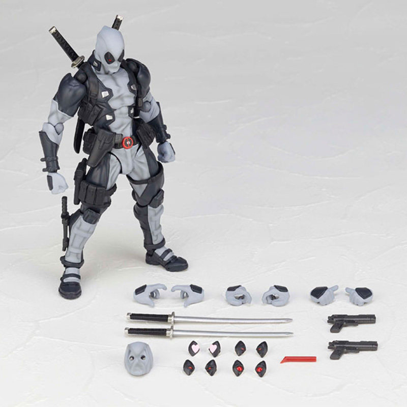 国产海洋堂山口式漫威deadpool死侍2灰色小贱贱关节可动手办模型
