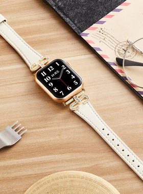 春品适用iwatchs9表带apple watchs8苹果手表s7/6/5代真皮创意高级柔软小蛮腰头层牛皮小众45/41/40mm新款女