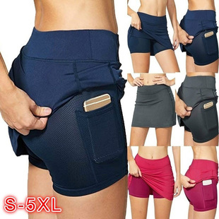 two leggings女式 假两件打底裤 The 口袋运动健身裤 has 大码 woman