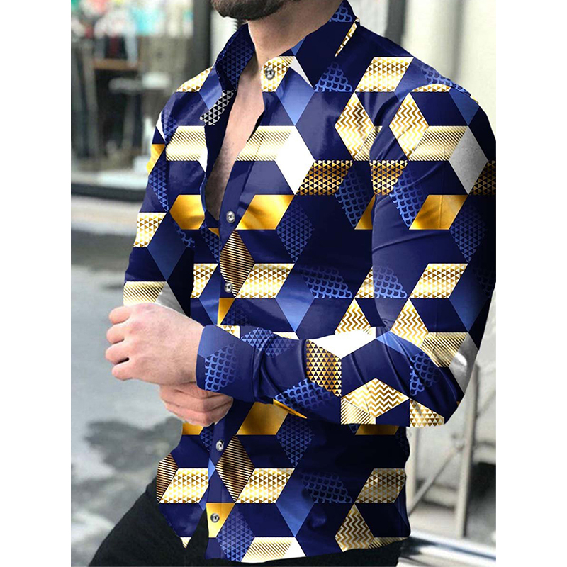Luxury Social Men Shirts Turn-down Collar Buttoned Shirt