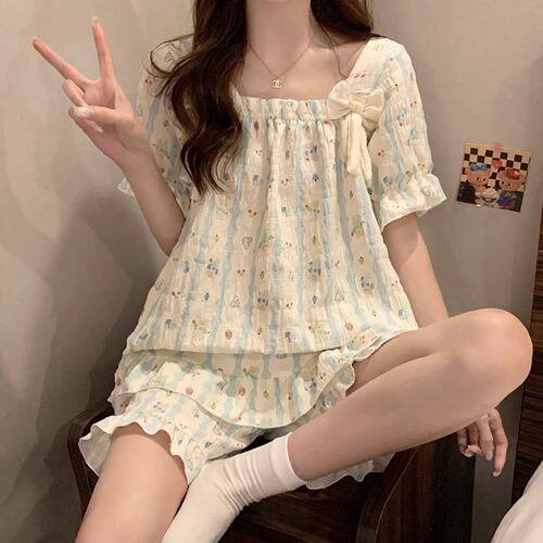2026夏甜美蝴蝶结无痕睡衣