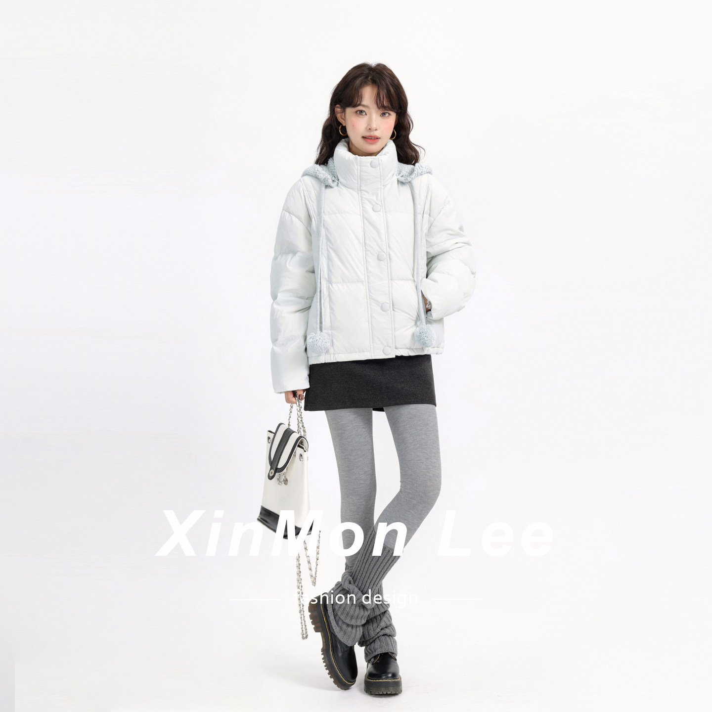 洋气立领可拆针织帽韩版轻薄羽绒服冬季新款减龄百搭短款面包服