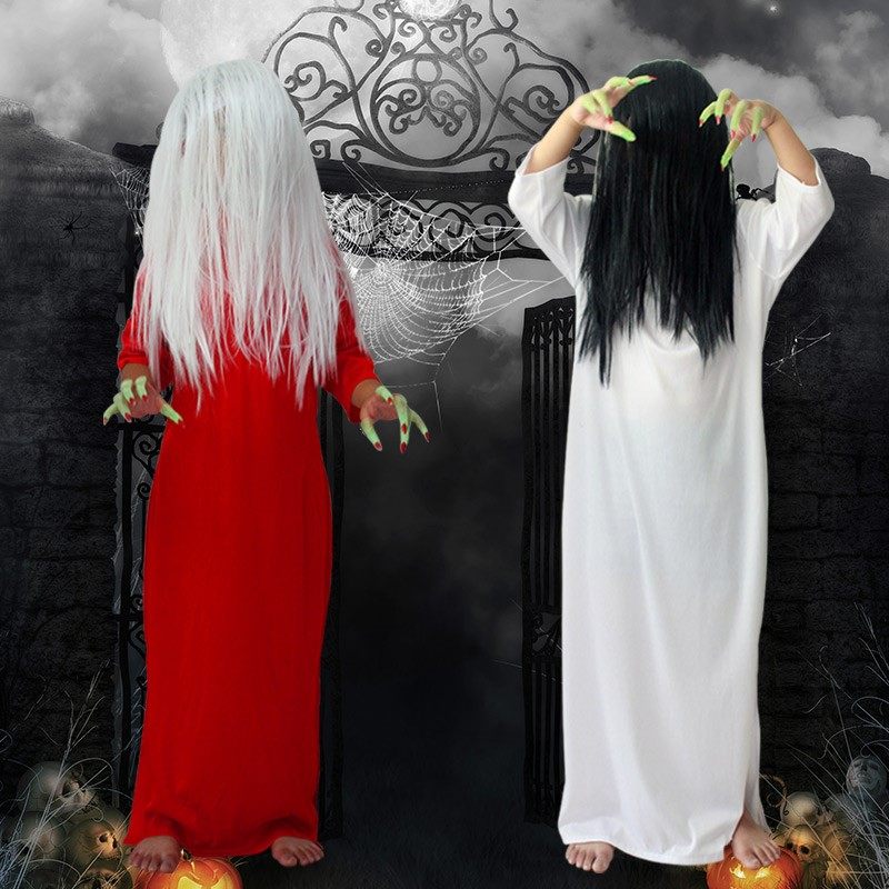 万圣节红衣恐怖白色贞子服装扮鬼套装白衣女鬼笔仙cos女鬼的衣服