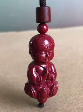 招财童子挂件天然高含量朱砂送财童子车挂件小弥勒佛尿童文玩随身