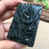 和田玉青玉生肖龙腰扣 霸气龙牌皮带扣玉坠玉石十八罗汉玉佩 男款