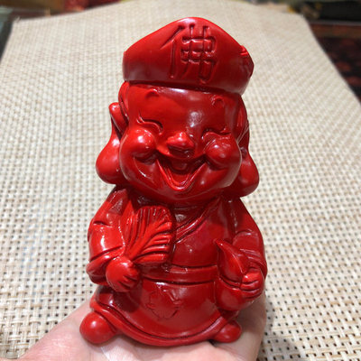 天然朱砂济公摆件 济公逍遥自在活佛家居装饰摆饰自由自在