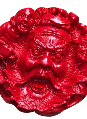 朱砂红钟馗吊坠随身关公天师项链夜路压床圆款挂件男女二爷项链